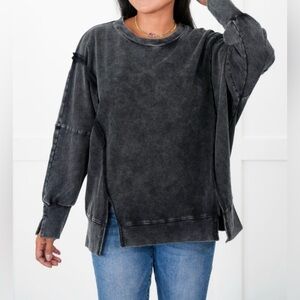 Sew In Love Black Mineral Wash Sweatshirt
